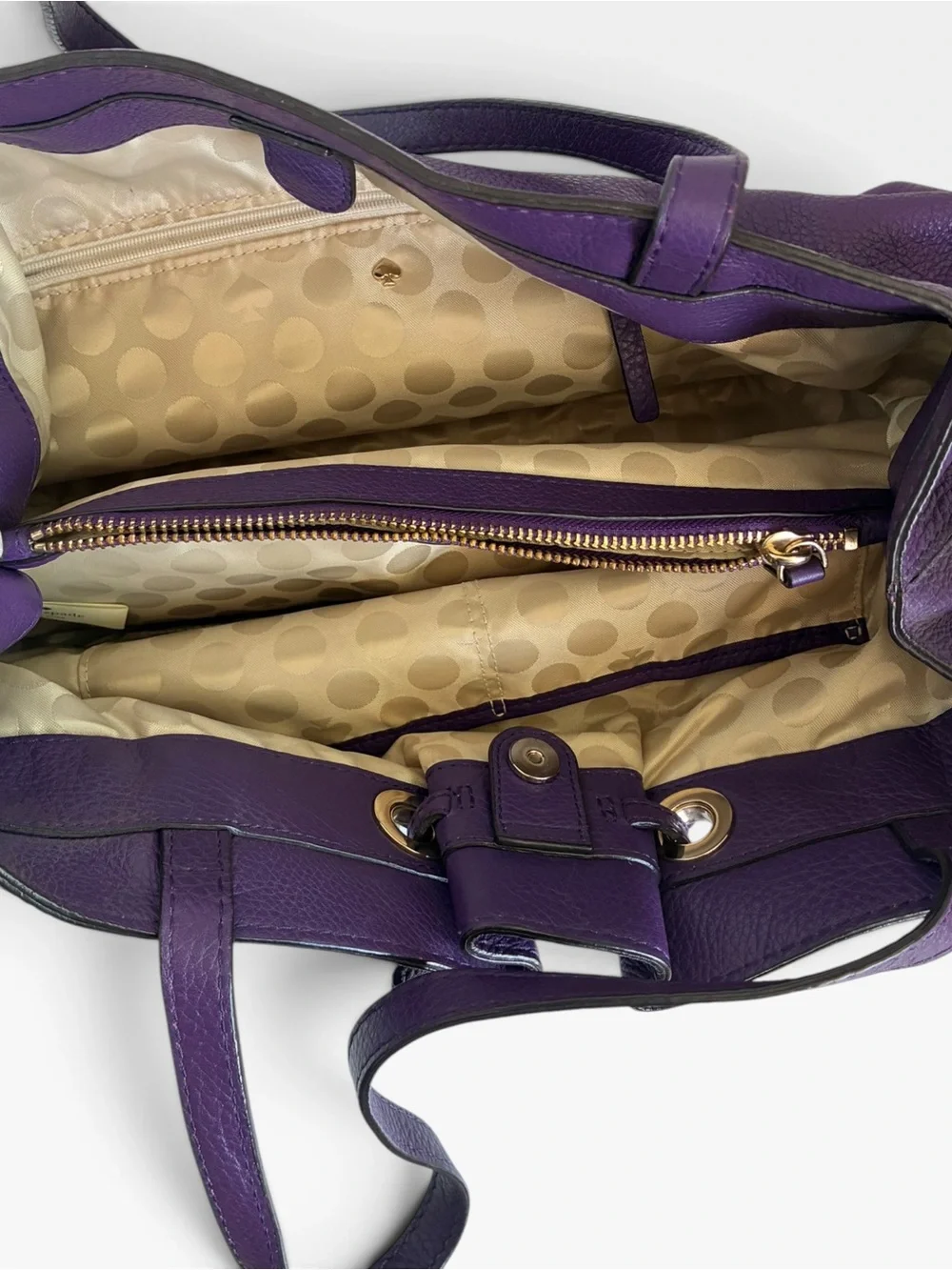 kate spade Purple Pebbled Leather Drawstring Shoulder Tote
